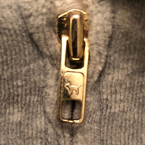 PINK Victoria's Secret Gray Faux Fur Lined Zip Up Hoodie - Picture 8 of 9